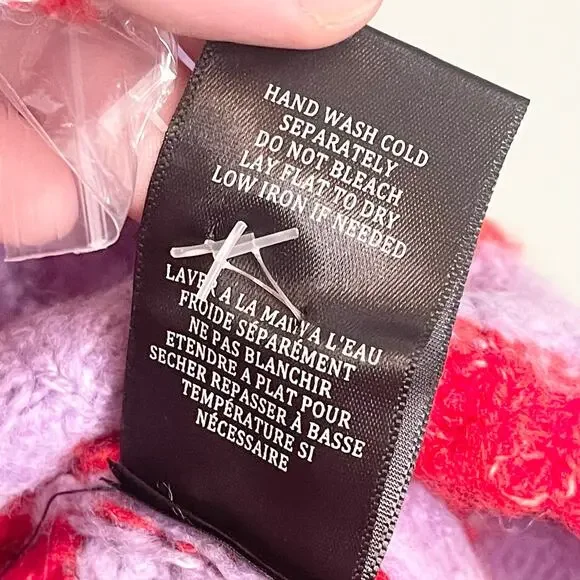 BLANK NYC Good Mood Sweater Medium Red Wool Blend Colorblock Striped Cozy NWT - Picture 8 of 11